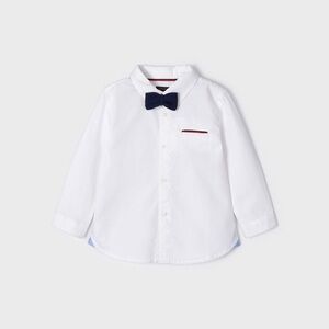 Mayoral Classic White Shirt with Navy Bow Tie